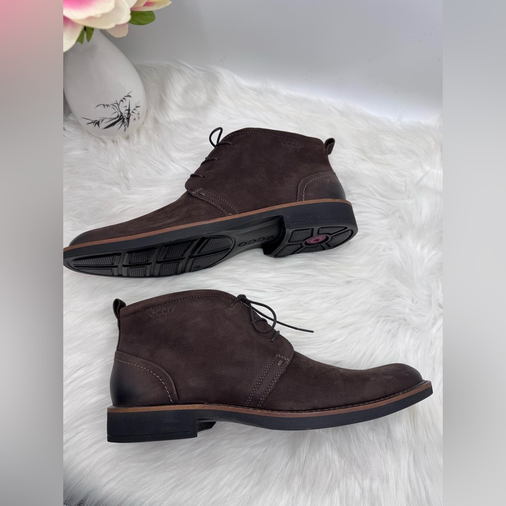 ECCO Men’s Brown Leather Chukka Boots – Lace-Up Ankle Boots Size 44 (US 10-10.5) - Picture 6 of 9